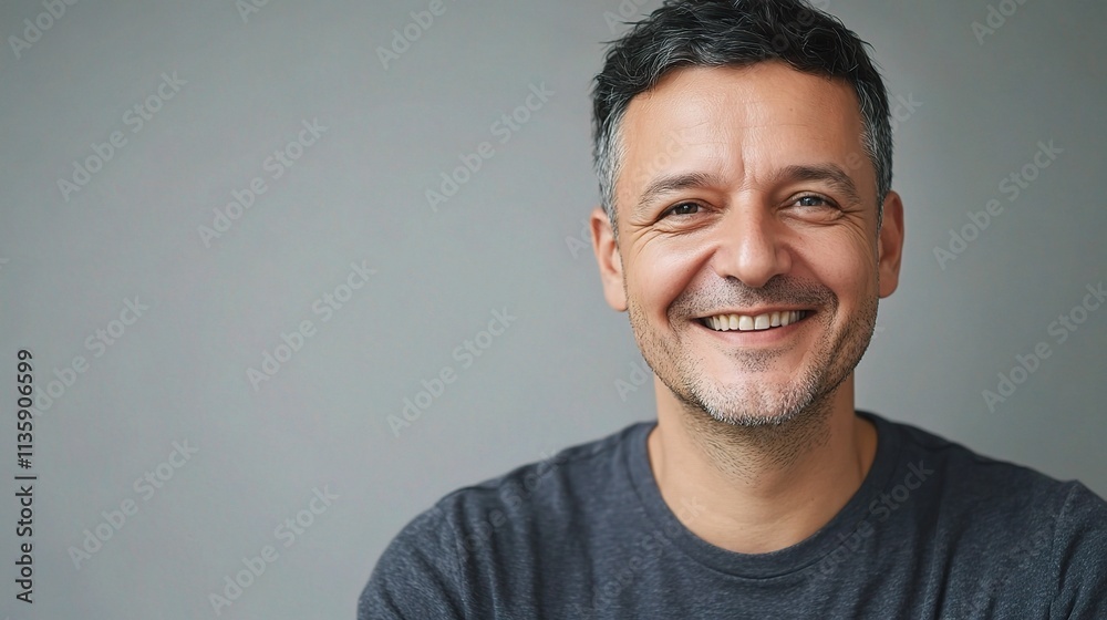 Charming European Man with Short Dark Hair and Bright Smile Charming European Man with Short Dark Hair and Bright Smile