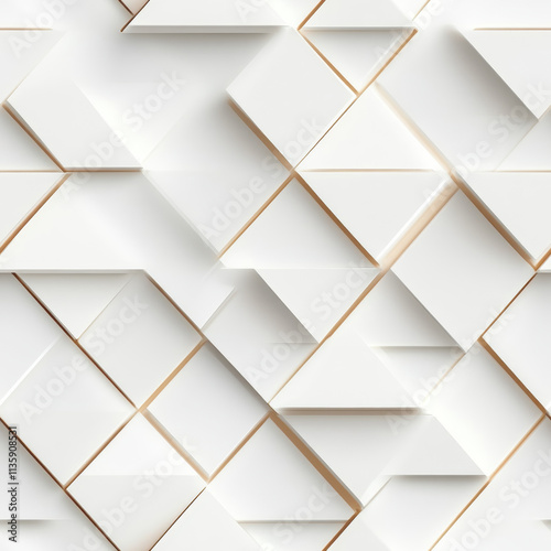 Modern geometric pattern white 3D seamless textured abstract design background clean minimalistic