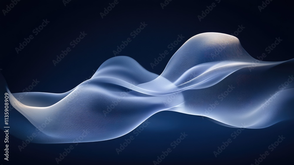 Abstract Blue Wave Design Digital Art