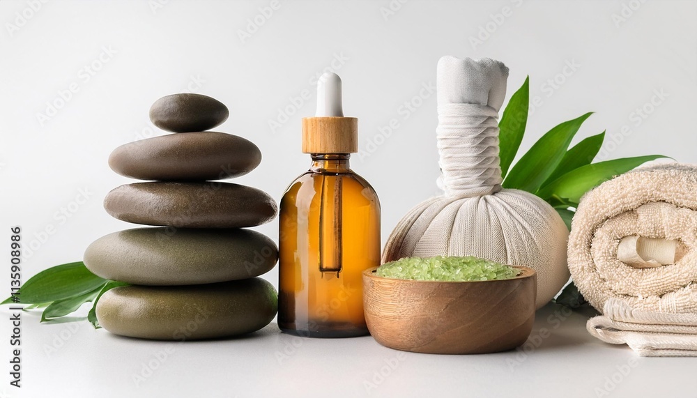 spa still life with oils white background spa still life with oils white background