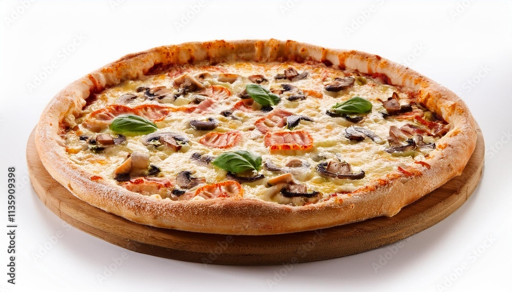 pizza with salami and cheese with white background pizza with salami and cheese with white background