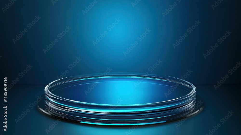 Abstract Circular Glass Platform On Blue Background Abstract Circular Glass Platform On Blue Background