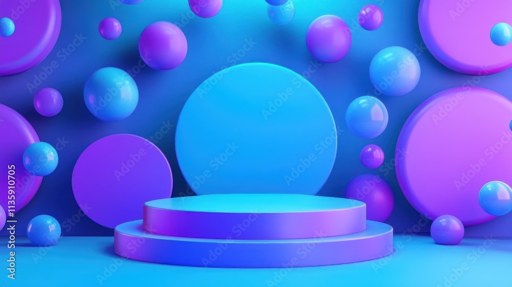 Abstract Blue and Purple Geometric Display Stand Abstract Blue and Purple Geometric Display Stand