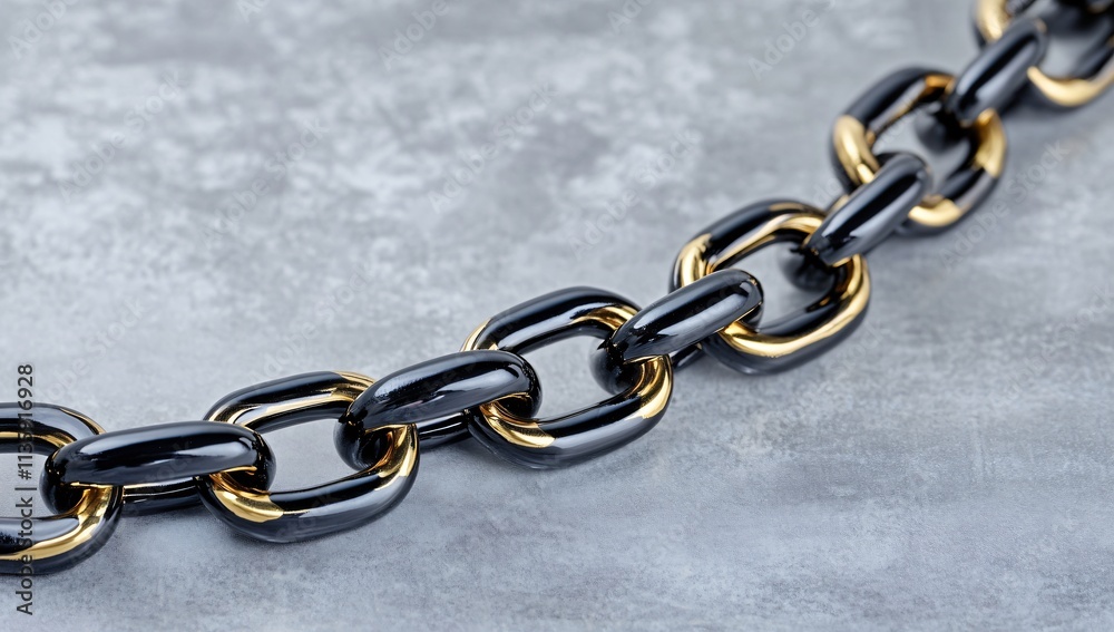 Obraz premium Elegant Black and Gold Chain Links Closeup