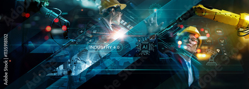 Fotografía Manager engineer touching industry 4