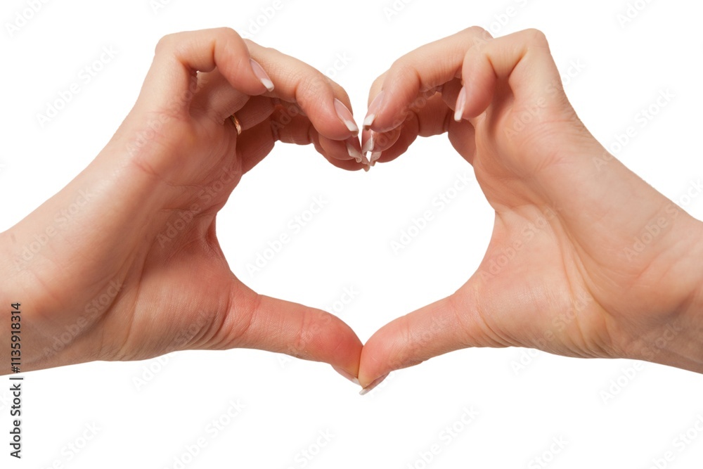 Hand gesture isolated on white.