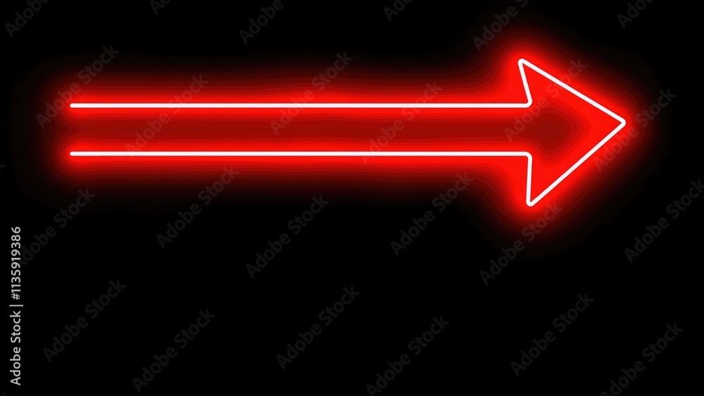 Glowing neon red arrow black isolated background, Red arrow background Glowing neon red arrow black isolated background, Red arrow background