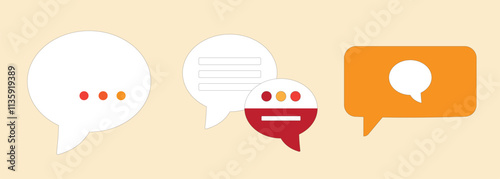Creative Chat Bubble Icon Set, Perfect for Messaging Apps, Social Media, and Communication Designs.