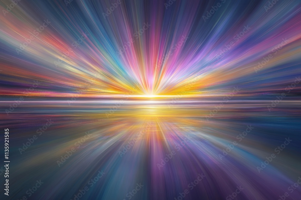 Vibrant Sunset Over Calm Water with Radiant Colors and Dynamic Light Rays Reflecting in the Surface Creating an Ethereal and Dreamy Atmosphere Vibrant Sunset Over Calm Water with Radiant Colors and Dynamic Light Rays Reflecting in the Surface Creating an Ethereal and Dreamy Atmosphere