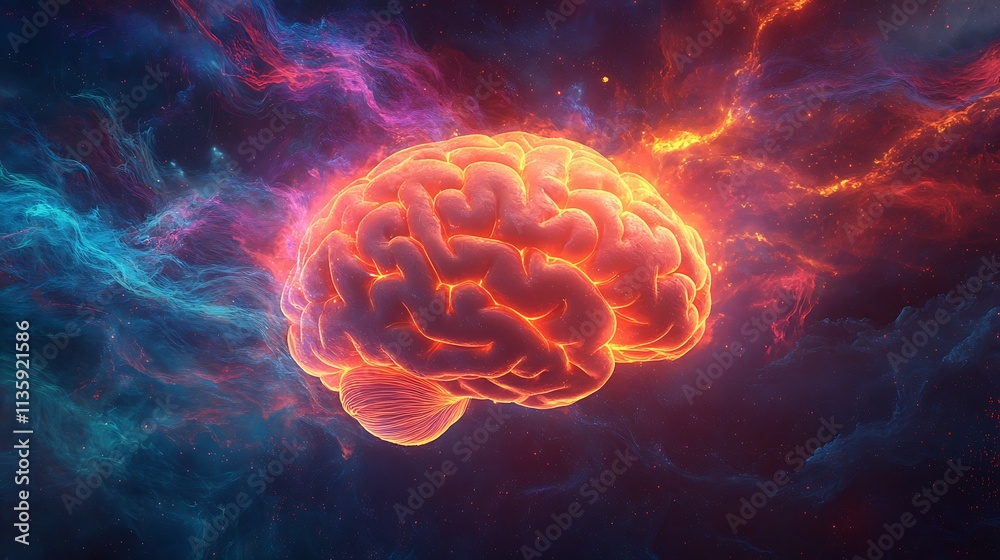 Colorful cosmic brain visualization in abstract space art Colorful cosmic brain visualization in abstract space art
