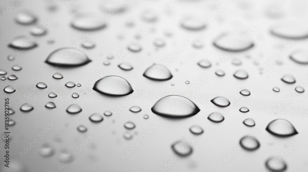 Water droplets on a smooth grey surface Water droplets on a smooth grey surface