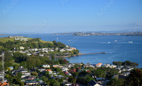 Obraz na płótnie Residential houses on the shore of Waitemata Harbour. Devonport. Auckland. w salonie