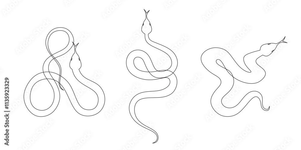 Snake line vector art. Year of snake 2025 Chinese New Year Snake line vector art. Year of snake 2025 Chinese New Year