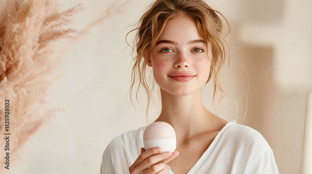 Young Model with Glowing Skin Posing with Skincare Product in Serene Setting
Young Model with Glowing Skin Posing with Skincare Product in Serene Setting
