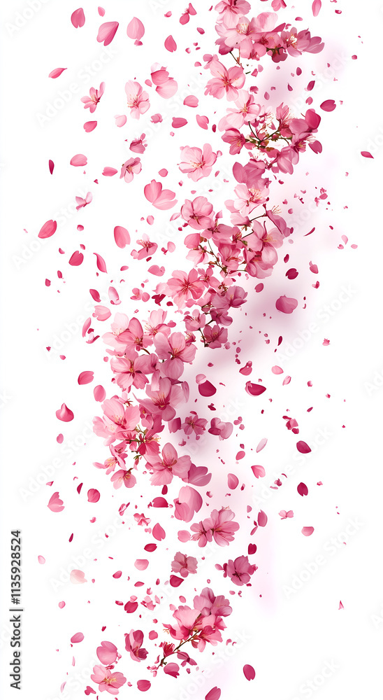 Cherry blossom petals falling in the air, pink cherry blossoms flying around, pink watercolor floral background Cherry blossom petals falling in the air, pink cherry blossoms flying around, pink watercolor floral background
