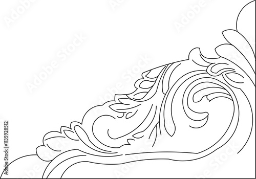 vector sketch illustration silhouette design ornate ornament decoration classic vintage corner.eps