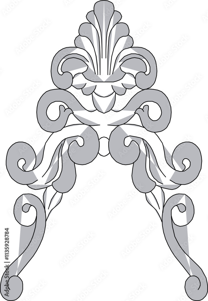 Fototapeta premium Vector sketch illustration silhouette vintage classic decoration ornament design.eps