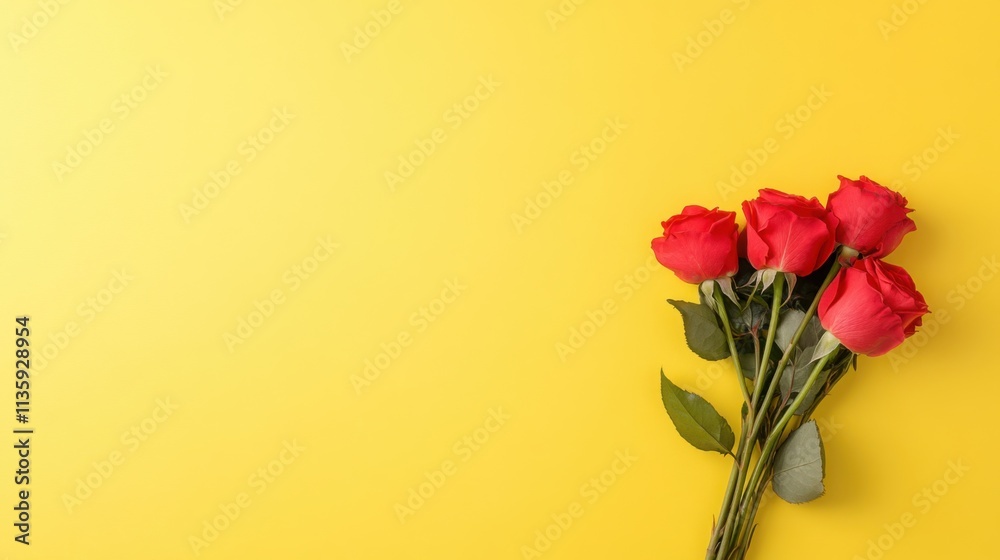 Obraz premium roses in front of yellow background