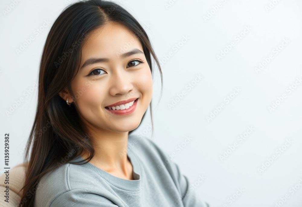 Calm and serene half-length portrait of a young woman Calm and serene half-length portrait of a young woman