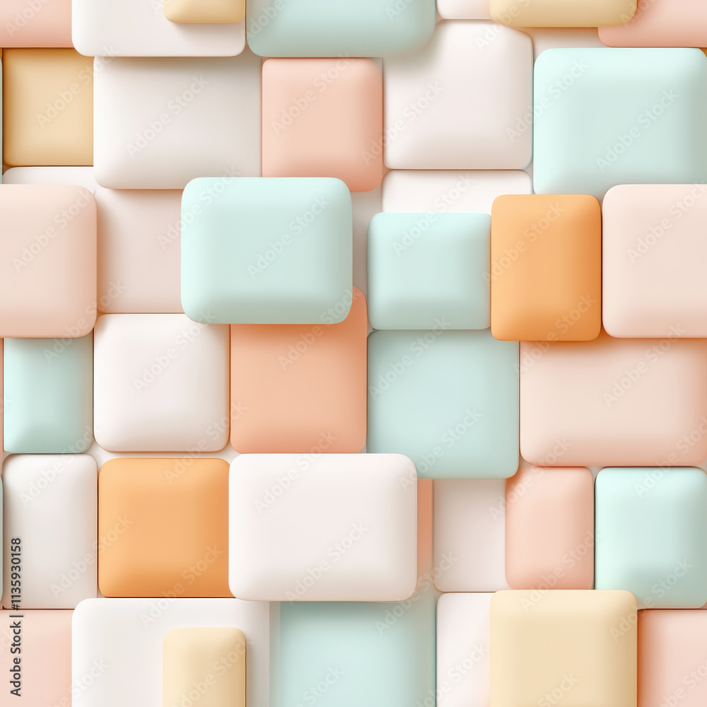 Soft pastel colored blocks create seamless pattern, featuring shades of peach, mint, and cream. This modern design adds fresh and playful touch to any space Soft pastel colored blocks create seamless pattern, featuring shades of peach, mint, and cream. This modern design adds fresh and playful touch to any space