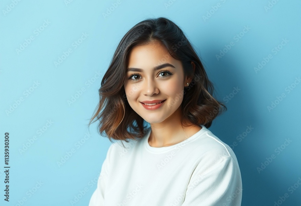 Half-length portrait of a young female with a calm expression Half-length portrait of a young female with a calm expression