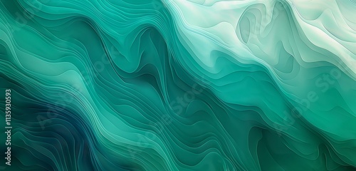 A striking digital abstract gradient wave background with cool tones of teal, turquoise, and sea green. The waves undulate gently, creating a serene oceanic feel.