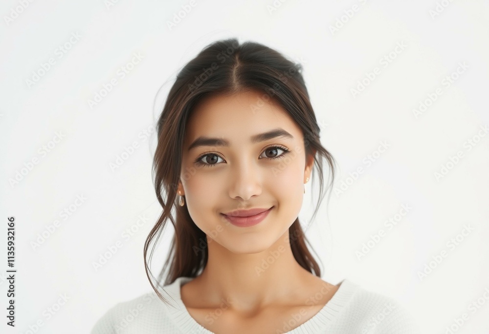 A half-length portrait of a 25-year-old female with a neutral expression A half-length portrait of a 25-year-old female with a neutral expression