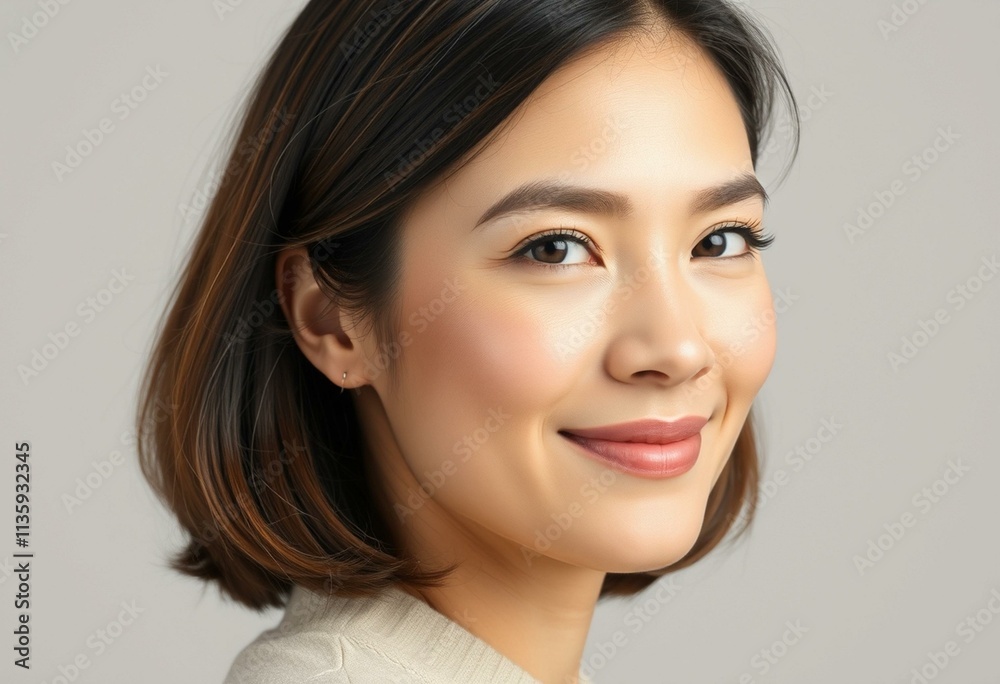 A calm and neutral half-length portrait of a 30-year-old female A calm and neutral half-length portrait of a 30-year-old female