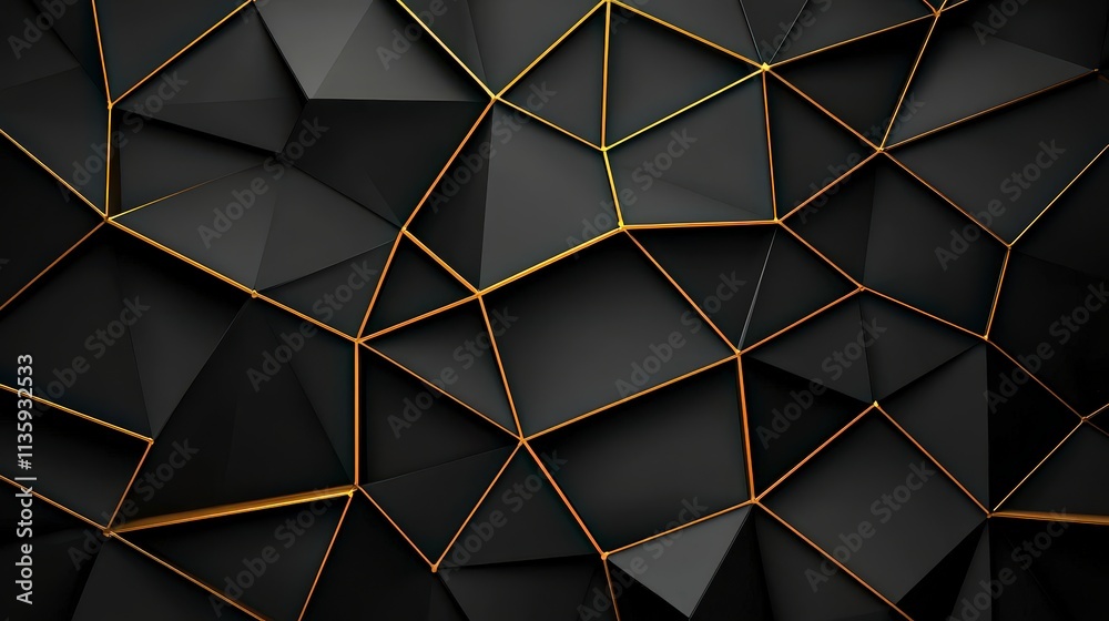 Abstract Black Gold Geometric Polygonal Background Abstract Black Gold Geometric Polygonal Background