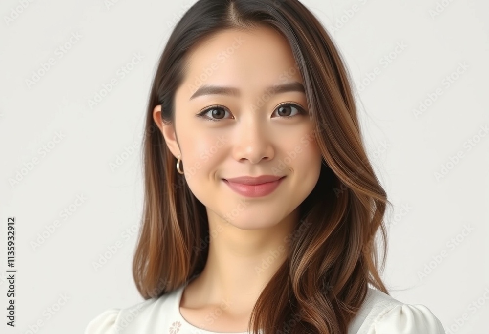 Serene half-length portrait of a young woman Serene half-length portrait of a young woman