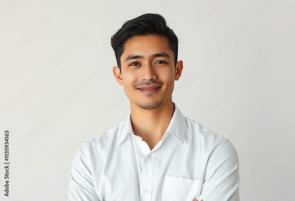 Half-length portrait of a calm and neutral male Half-length portrait of a calm and neutral male