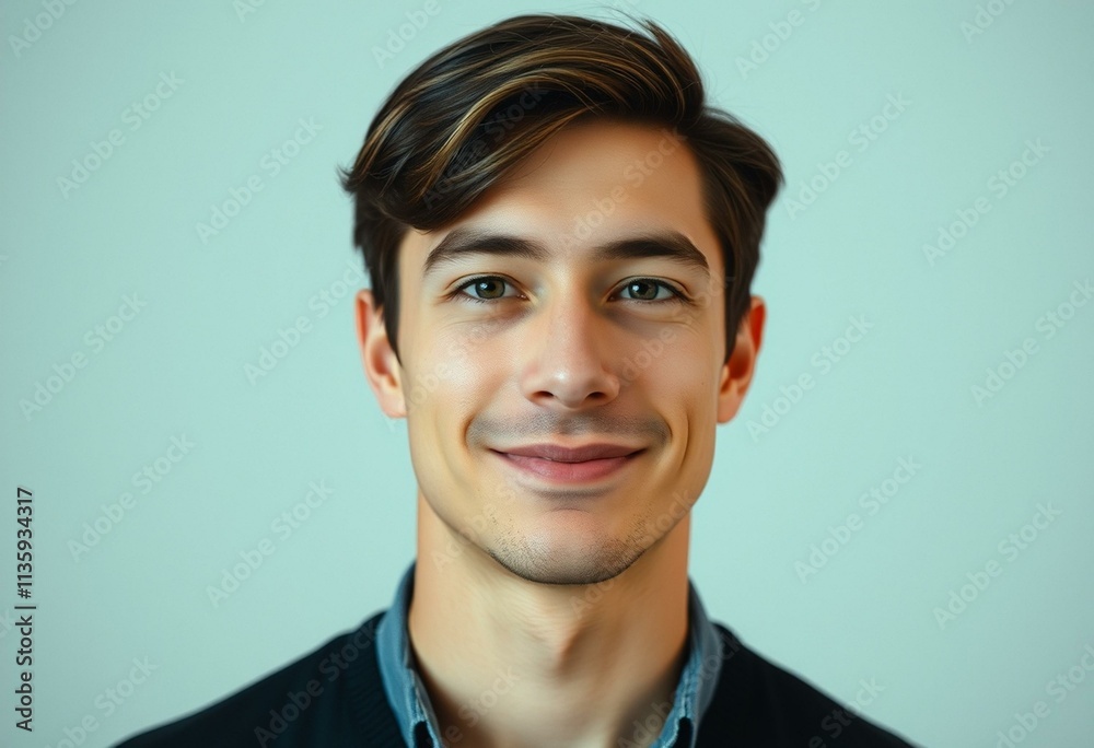 Realistic half-length portrait of a 25-year-old male with a neutral expression Realistic half-length portrait of a 25-year-old male with a neutral expression