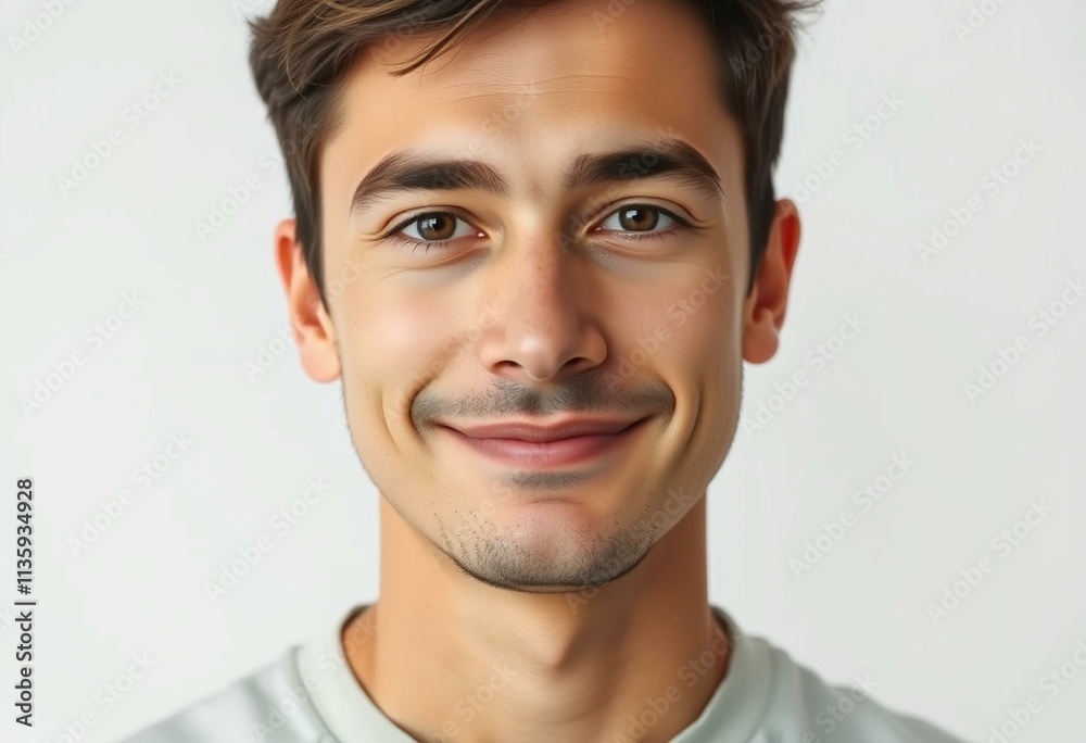 Serene half-length portrait of a young adult male Serene half-length portrait of a young adult male