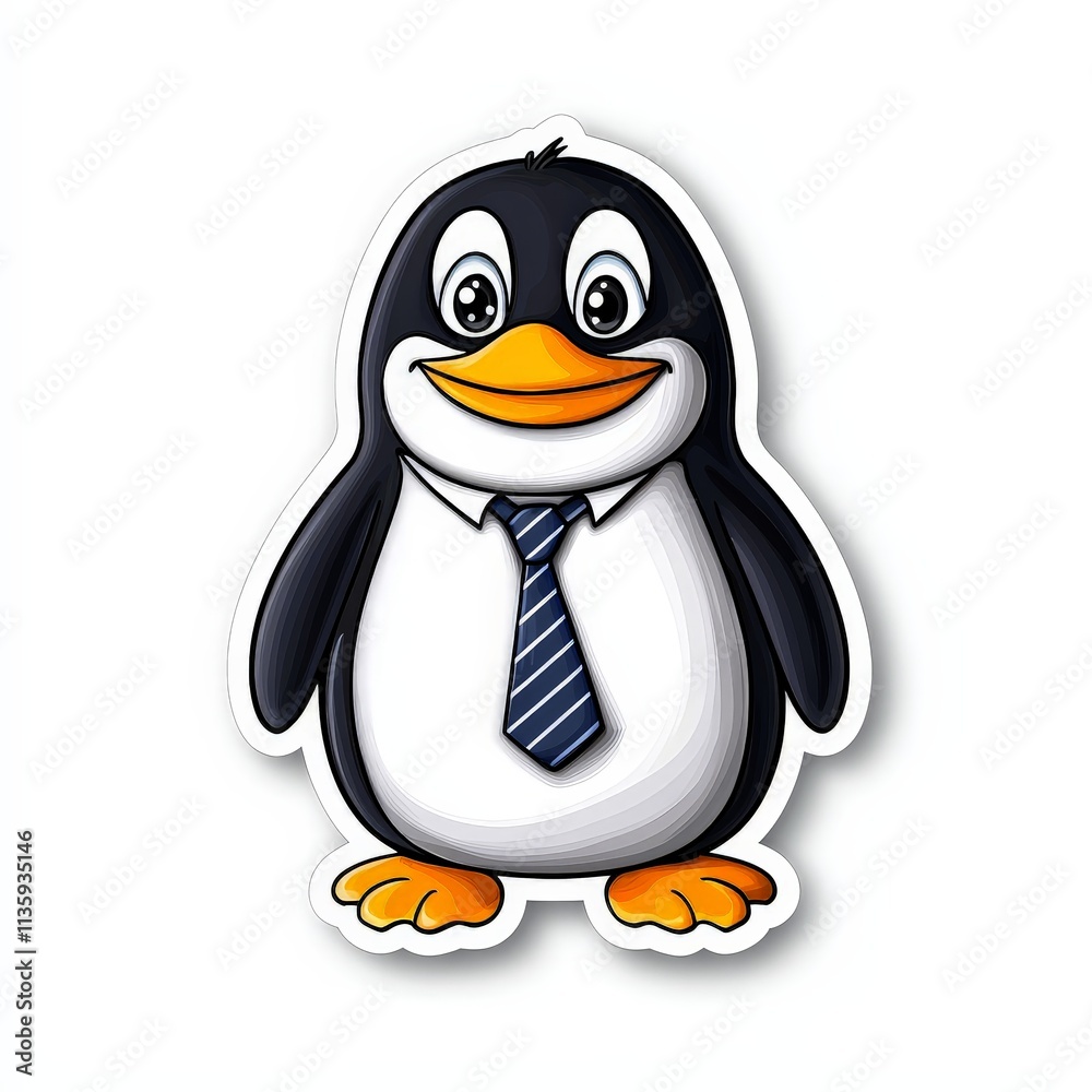 Dapper Penguin Sticker with Tie Design Dapper Penguin Sticker with Tie Design