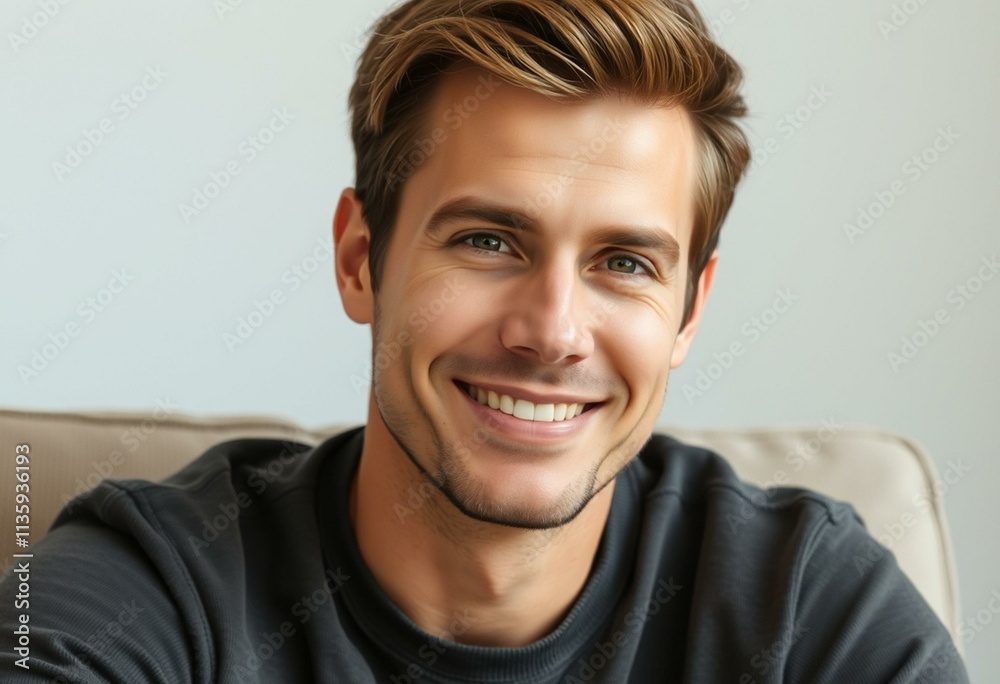 Half-length portrait of a calm male
