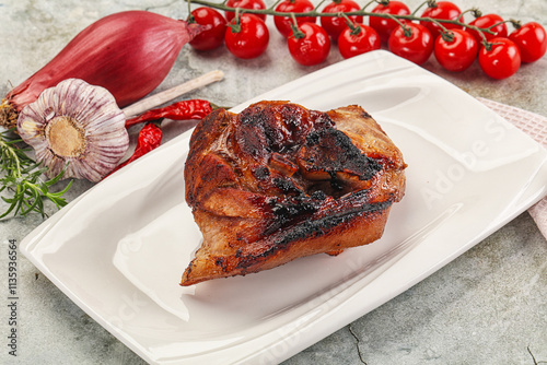 Roasted pork knuckle with bone