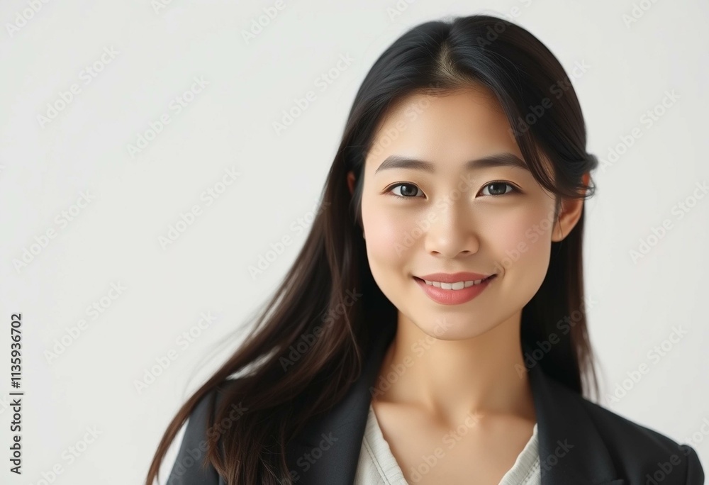 Half-length portrait of an Asian woman with a calm expression Half-length portrait of an Asian woman with a calm expression