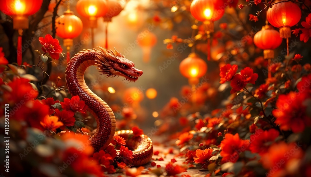 Dragon and lanterns for Chinese New Year. Festive background Dragon and lanterns for Chinese New Year. Festive background