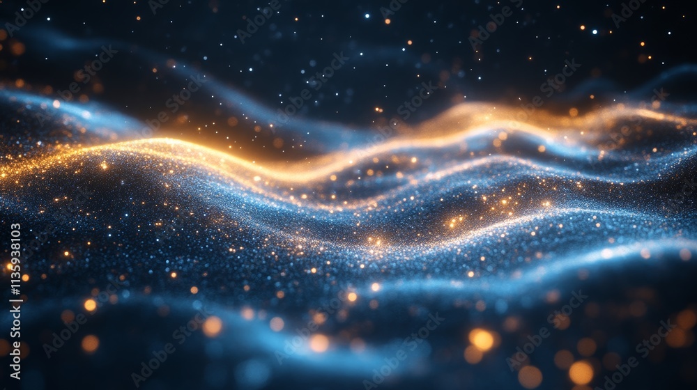Obraz premium Glowing abstract wave pattern with particles