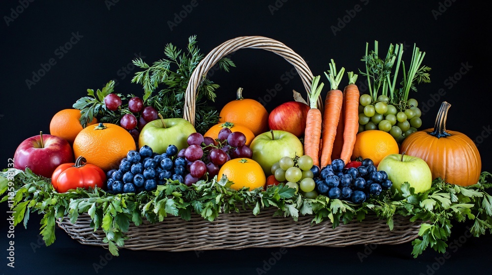 Abundant Harvest Basket- Fresh Fruits and Vegetables Abundant Harvest Basket- Fresh Fruits and Vegetables