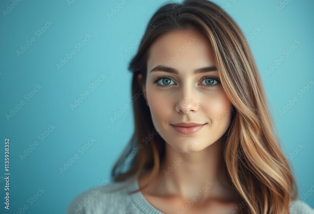 Half-length portrait of a calm and peaceful female Half-length portrait of a calm and peaceful female
