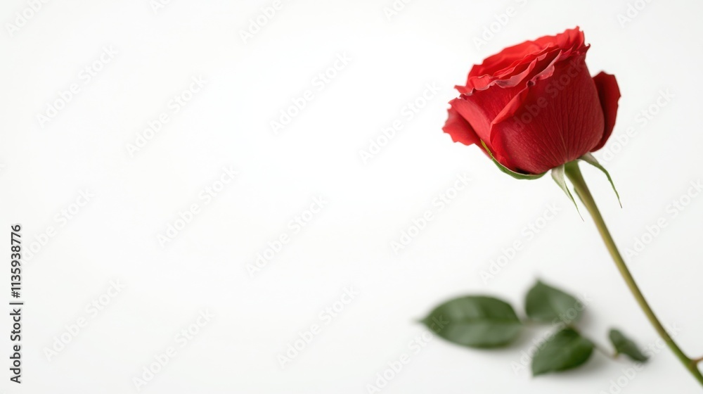 Elegant Red Rose on White Background Elegant Red Rose on White Background
