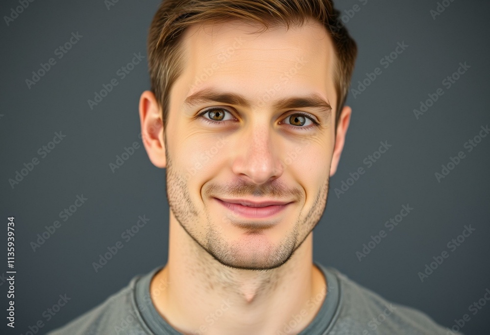 Half-length portrait of a young male with a neutral expression Half-length portrait of a young male with a neutral expression