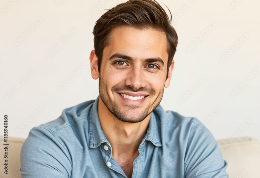 Fototapeta premium Half-length portrait of a 30-year-old male with a neutral expression