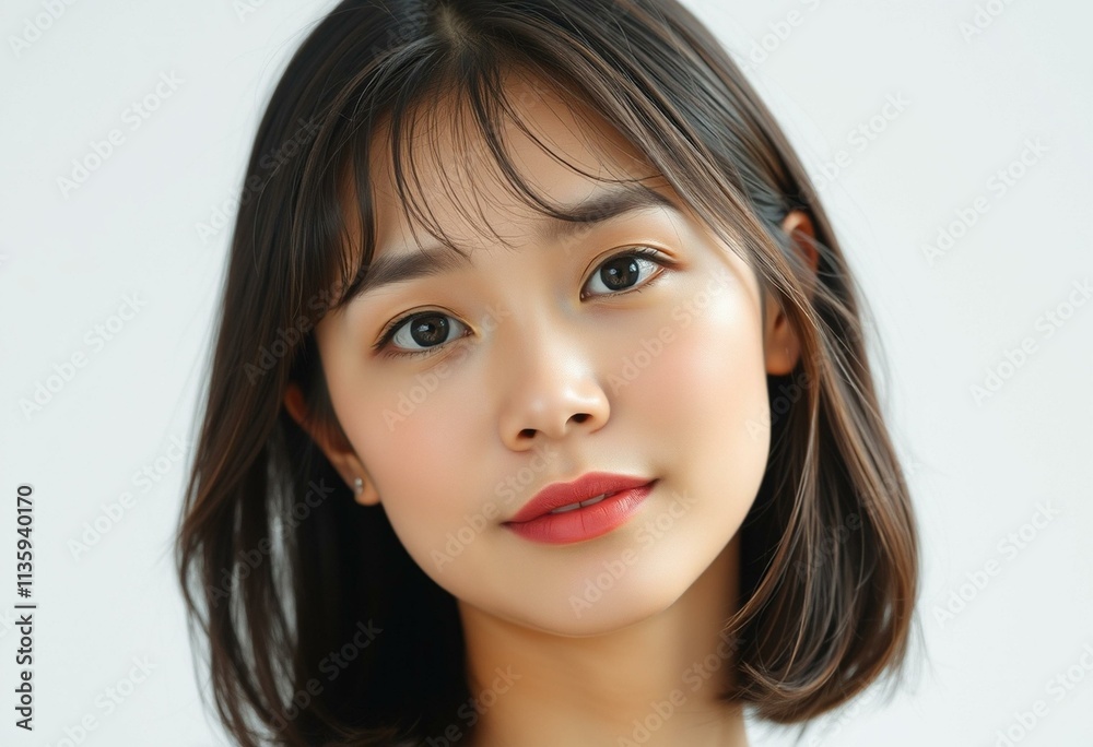 Half-length portrait of a calm Asian female Half-length portrait of a calm Asian female