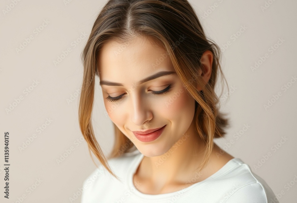 Half-length portrait of a calm female Half-length portrait of a calm female