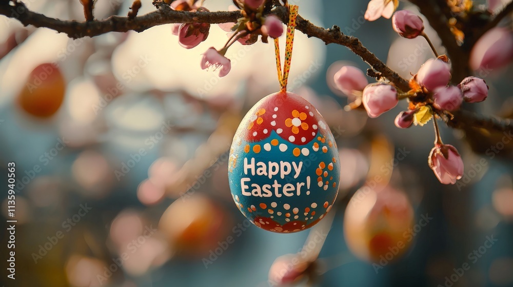 Obraz premium a painted easter egg with the text 
