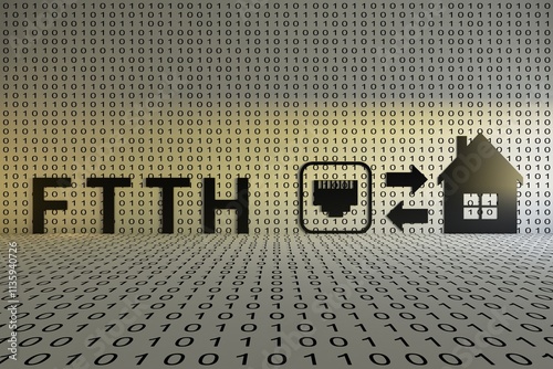 FTTH concept text sunlight 3D illustration photo