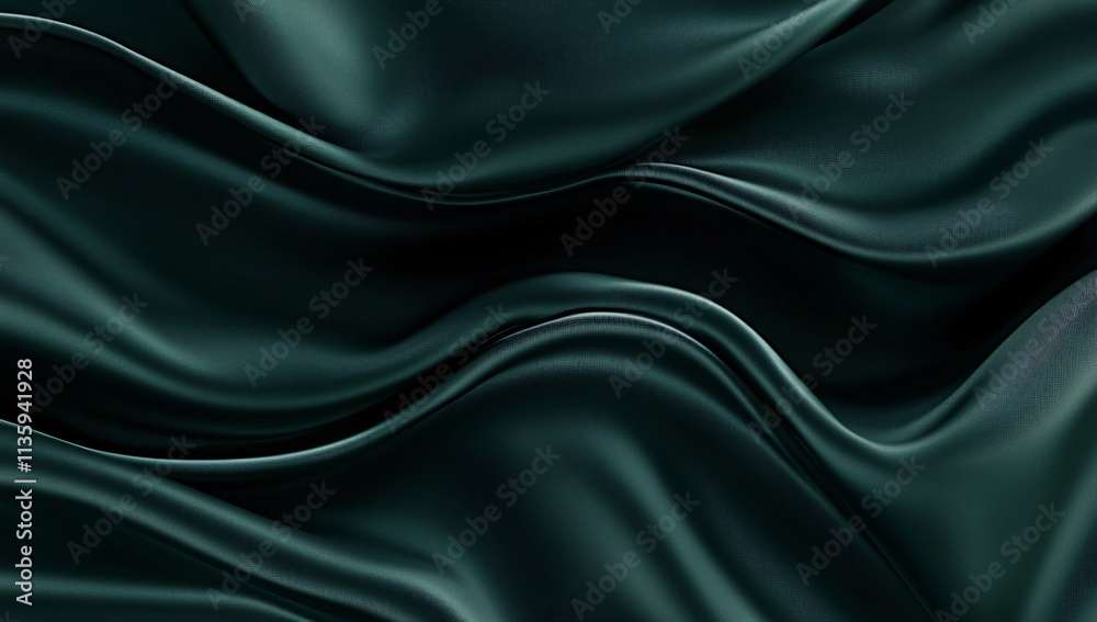 Fototapeta premium Elegant Dark Green Silk Fabric Drape Abstract Background