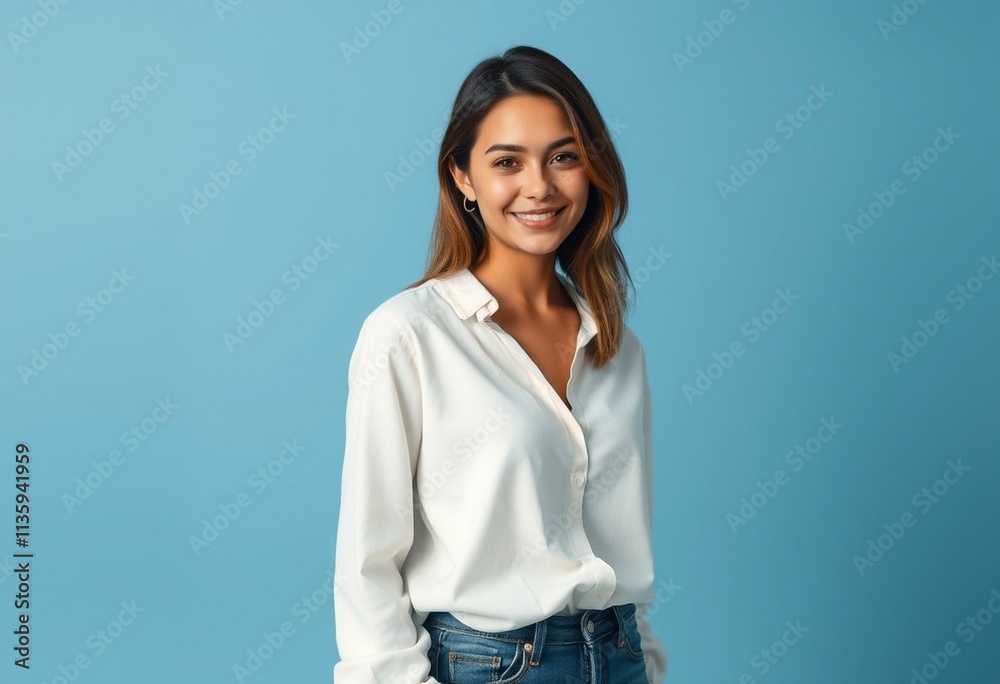 Half-length portrait of a calm and serene young woman